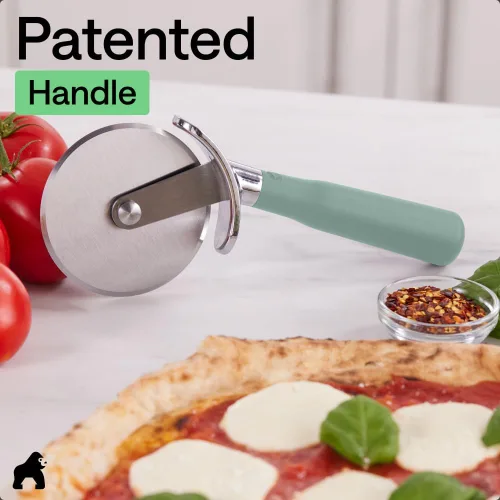 Miniatura 8 de Rueda de corte de pizza grande sin BPA de GORILLA GRIP, 9 pulgadas, hoja afilada de acero inoxidable, mango resistente al deslizamiento con Menta
