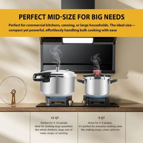 Miniatura 6 de BreeRainz Olla a presión de 12 cuartos de galón, olla a presión de aluminio con estante de cocción para cocinar al vapor, enlatado y guisado, plata