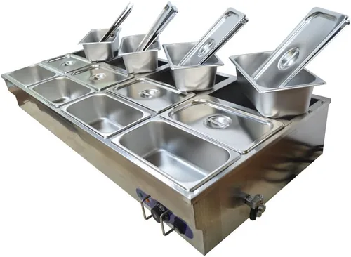 Miniatura 3 de TECTHTONGDA Calentador de sopa de alimentos Estufa Bain Marie Comercial Canteen Buffet Calentador de vapor 12x5.5x4 pulgadas Pan con escudo