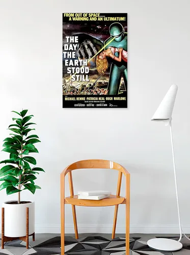 Miniatura 2 de BUY ART FOR LESS Póster de ciencia ficción con licencia oficial de The Day the Earth Stood Still 1951, 36 x 24 pulgadas, impresión decorativa, papel