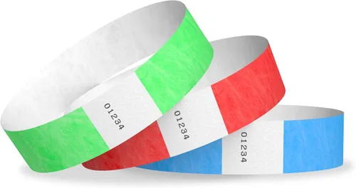 Miniatura 12 de 300 Pulseras Tyvek Doradas WristCo para Eventos - Pulseras de Papel Cómodas Resistentes a Desgarros Bandas de Identificación para Muñeca para Dorado