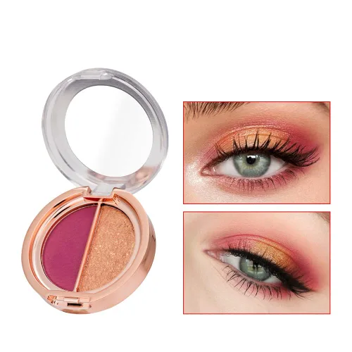 Miniatura 12 de Sombra de ojos de doble color, paleta de maquillaje de ojos de alto pigmento, polvo de sombra de ojos mate con brillo metálico, maquillaje de ojos