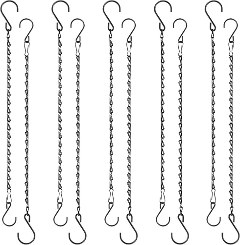 Miniatura 11 de Cadena de cesta colgante, cadenas negras de 3 puntos de 20 pulgadas con ganchos para cestas colgantes, macetas, perfectas para decoración de Negro-3