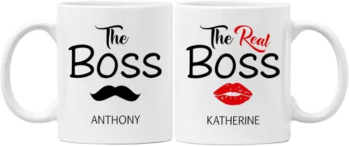 Miniatura 10 de Juego de tazas personalizadas de Mr & Mrs – Nombres personalizados, bodas, San Valentín, compromiso, regalos de despedida de soltera, tazas