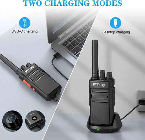 Miniatura 4 de Walkie Talkies FR1 Walkie Talkie de largo alcance para adultos, radio FRS Mini radio de 2 vías recargable, manos libres, radios bidireccionales