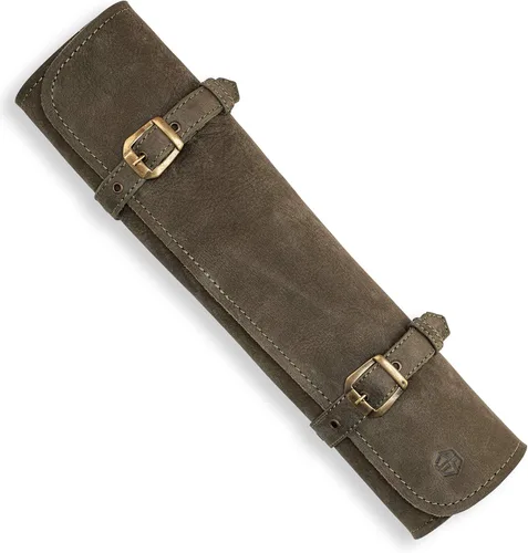 Miniatura 10 de Bolsa de rollo de cuchillos Cuero Genuino - Bolsa de cuchillos de chef 7 ranuras - Estuche de cuero para cuchillos Sam Marrón