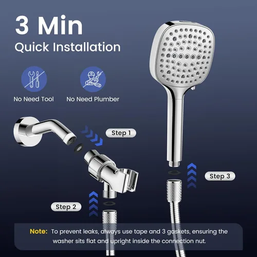 Miniatura 7 de Cabezal de ducha filtrado con portátil, cabezal de ducha de alta presión con 7 pulverizadores con filtros, cabezales de ducha desmontables, filtros