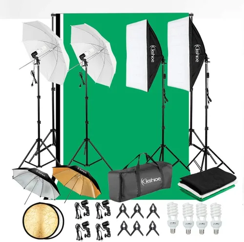 Kit de iluminación continua de sombrillas de 800 W 5500 K con sistema de soporte de fondo para producto de estudio fotográfico, fotografía de