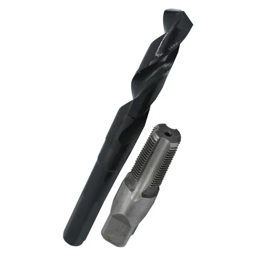 Miniatura 14 de Drill America POU juego de llave de tubería de acero de carbono NPT y broca para taladro HSS (1/8 pulgadas NPT - 1 pulgadas NPT), 1