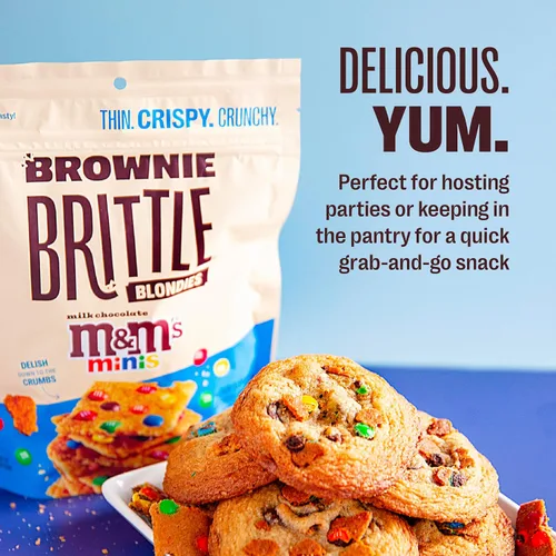 Miniatura 4 de Brownie Brittle M&M'S Minis Blondie - Bocadillos dulces finos y crujientes (paquete de 6, 4 onzas), postre gourmet rico en bocadillos de brownie