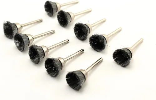 Miniatura 9 de TMAX 10 piezas de cerdas de latón de 1/2 pulgada de taza de alambre de cepillo de rueda con vástago de 1/8 pulgadas para Dremel y otras herramientas