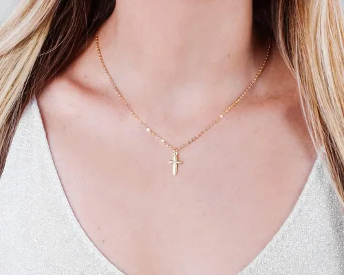 Miniatura 7 de Collar de cruz de oro para mujer, collares con colgante de cruz minimalista, longitud de 16 a 18 pulgadas, joyería cristiana hecha a mano, regalo