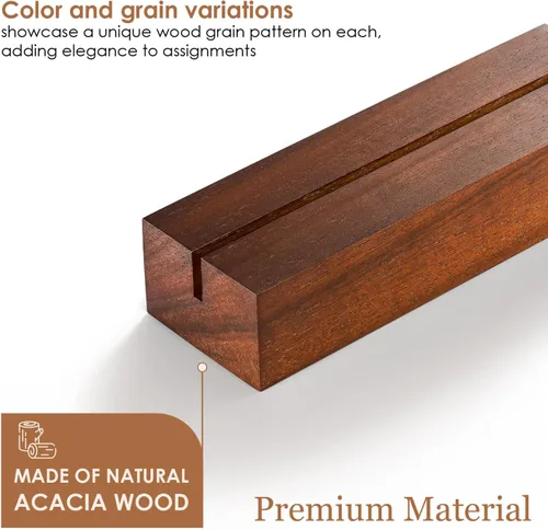 Miniatura 2 de Tidita 10 tarjeteros de madera de acacia, soporte de madera acrílica para decoración de mesa, soportes de exhibición de imágenes, centros de mesa