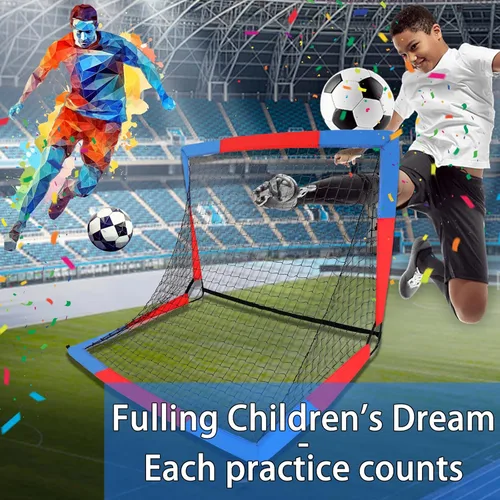 Miniatura 6 de Paquete de 2 redes de fútbol de 4 x 3 pies, porterías de fútbol para practicar niños para interiores y exteriores. Red de fútbol portátil con bolsa