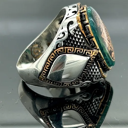 Miniatura 6 de Anillo de sello de Salomón de plata de Mercan Silver, anillo de estrella de David, anillo de sello de plata de ley, plata 925k