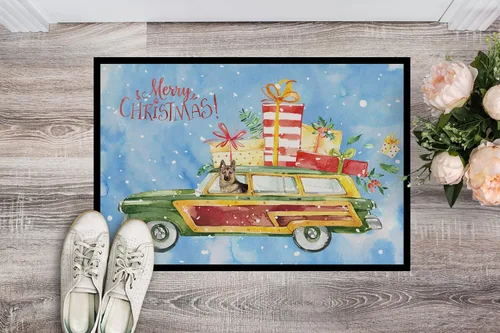 Miniatura 2 de Caroline's Treasures CK2455JMAT Felpudo de pastor alemán con texto en inglés "Merry Christmas" de 24 x 36 pulgadas, para interiores y exteriores