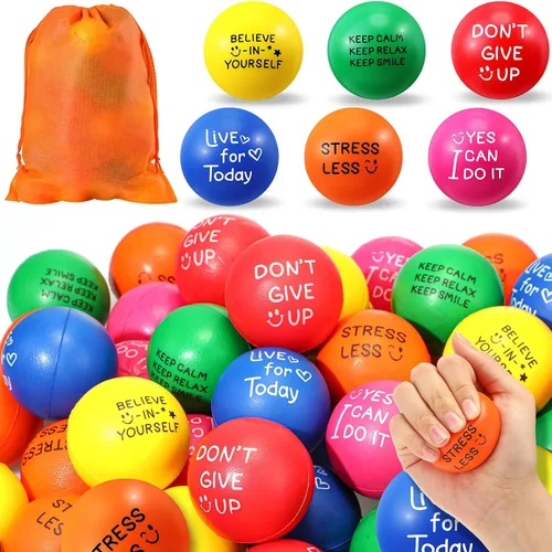 Jenaai 200 bolas motivacionales para el estrés a granel de 1.97 pulgadas / 2.0 in, divertidas bolas para aliviar el estrés y la ansiedad con citas,