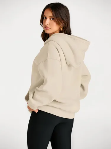 Miniatura 135 de Trendy Queen - Sudaderas extragrandes con capucha para mujer, suéteres de manga larga, sin botones, de vellón, de otoño, ropa de invierno