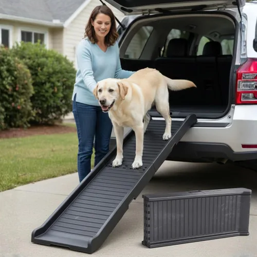Rampa para perros para automóvil, rampas antideslizantes para perros grandes, rampa estable para perros de 190 libras de capacidad, rampa plegable