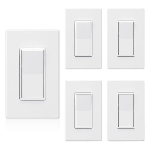 Miniatura 36 de ELEGRP Interruptor de luz decorativo de un solo polo con placa sin tornillos, 15 A 120-277 V, reemplazo del interruptor basculante de paleta