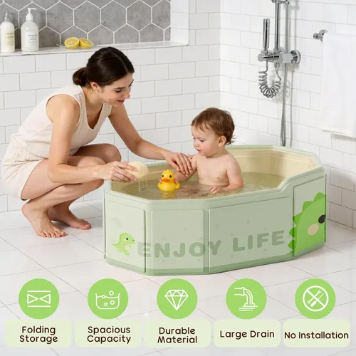 Miniatura 3 de Bañera plegable para bebé, bañera plegable para bebés de 3 a 8 años, bañera portátil de viaje para bebé con base antideslizante, bañera plegable