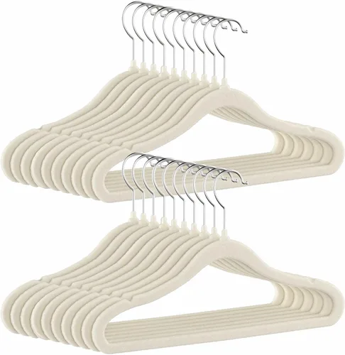 Miniatura 7 de Perchas para niños GoodtoU de terciopelo para bebé, antideslizantes, rosa, para niños pequeños y bebés, paquete de 20 perchas de ropa para bebé