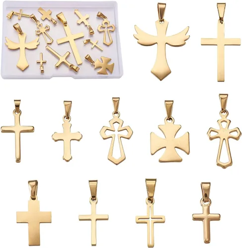 Miniatura 10 de Colgantes de cruz para hacer joyas, Plata esterlina Ante sintético, Acero inoxidable