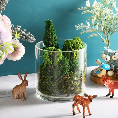 Miniatura 4 de Tigeen 28 piezas de árboles modelo mixto con 1.4 onzas de musgo verde sintético, decoración de tren de árbol, arquitectura de paisaje