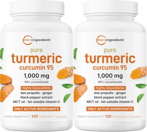 Miniatura 10 de Suplemento de Cúrcuma Curcumina Pura 1,000mg 95% Curcuminoides 120 Cápsulas Vegetarianas con Propóleo de Abeja, Jengibre, Aceite MCT, Vitamina C