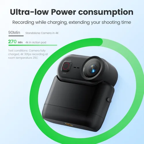 Miniatura 6 de Cámara de vlogging 4K 30FPS, cámara POV de 64 GB con impermeable de 33 pies, cámara de acción pequeña de 20 MP estabilización de 6 ejes, cámara