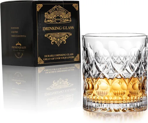 Vaso de whisky, vaso de whisky antiguo de 10 onzas, caja de regalo para whisky escocés, bourbon y vodka, etc., perfecto para fiestas, bares,