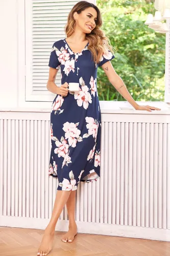 Miniatura 2 de Ekouaer Camisón de maternidad para mujer para hospital, embarazo, camisones largos para lactancia materna
