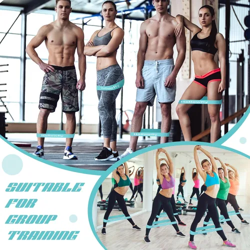 Miniatura 7 de Hollowfly 12 bandas de ejercicio de látex para entrenamiento de glúteos, bandas de ejercicio elásticas antideslizantes para piernas, sentadillas