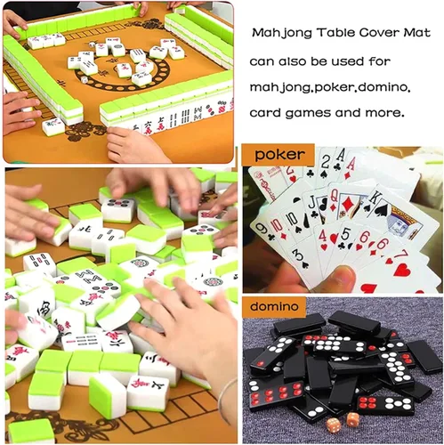 Miniatura 7 de Tapete de mesa Mahjong, antideslizante, para Mahjong, Dominos, Poker, Paigow, juego de cartas, 31.5 x 31.5 pulgadas (31.5 x 31.5 in)
