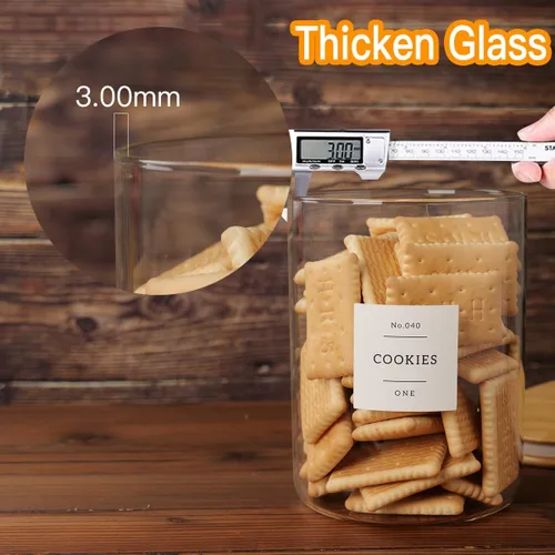 Miniatura 3 de CZZGSM Juego de 2 recipientes grandes de vidrio para harina y azúcar, tarros de almacenamiento de vidrio grueso de 100 onzas líquidas con tapa