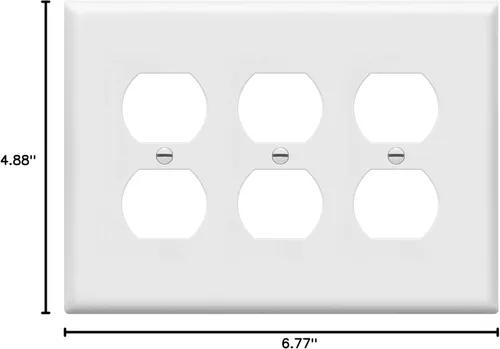 Miniatura 9 de ENERLITES - Placa decorativa de pared para toma de corriente dúplex, acabado brillante, tamaño intermedio, 3 bandas, 4.88 x 6.77 pulgadas, Blanco