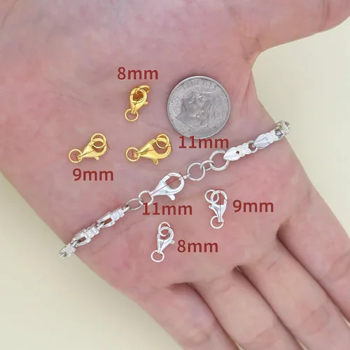 Miniatura 4 de Cierres de langosta de oro de 18 quilates para hacer joyas, cierre de pinza de langosta de plata de ley 925 con anillos de salto para collares