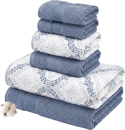 Miniatura 8 de Modern Threads Amaris - Juego de 6 toallas reversibles de jacquard teñido con hilo, toallas de baño, toallas de mano y paños de lavado