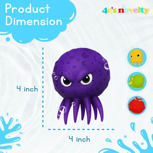 Miniatura 5 de 4E's Novelty Paquete de 4 bolas de agua de pulpo de animales marinos, juguetes de piscina, actividades al aire libre, bañera sensorial, pulpo, bolas