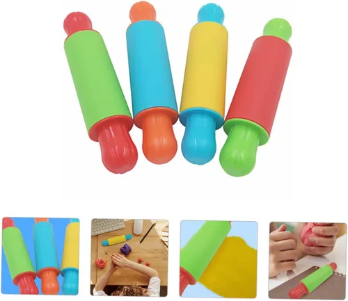 Miniatura 5 de 4 rodillos de arcilla para niños, rodillo de plastilina de colores surtidos, herramientas seguras para manualidades para niños mayores de 3 años