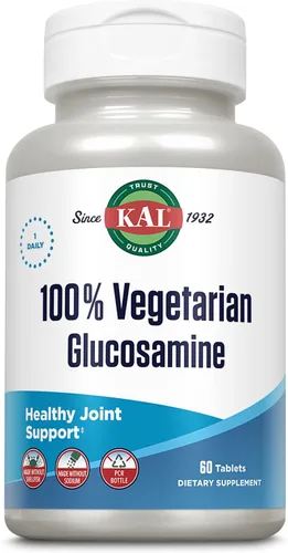KAL Glucosamina 100% vegetariana 1000 mg, suplemento de salud articular con HCl de glucosamina vegana, apoyo articular para comodidad y movilidad,