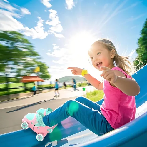 Miniatura 7 de Patines Infantiles Ajustables de Cuatro Ruedas para Niños y Niñas, con Ruedas con Bloqueo para Principiantes, Bebes, Edad de 2 a 6 Años