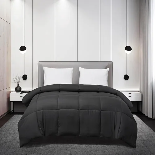 Miniatura 7 de Blue Ridge Home Fashions - Edredón sintético de microfibra para todas las estaciones, relleno de poliéster hipoalergénico, Algodón, Negro, King