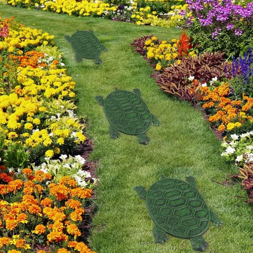Miniatura 7 de MDLUU Paquete de 3 escalones de tortuga, losa de hierro fundido, piedra decorativa de tortuga para pasarela de jardín, cama de flores