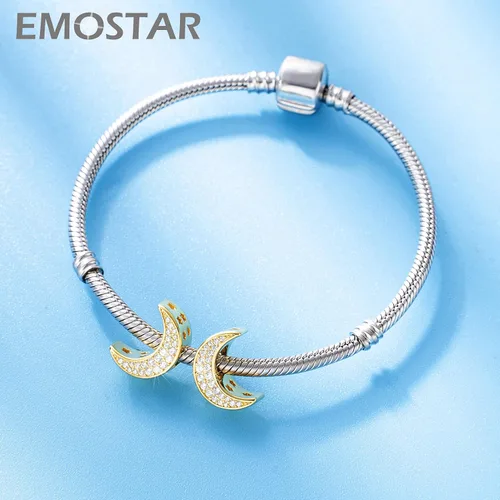 Miniatura 2 de EMOSTAR Rose Gold Valentines Day Charms fits European Bracelet Boy and Girl in Love I Love You Gesture Stars Crescent Moon Crown Celtic Knot Charm