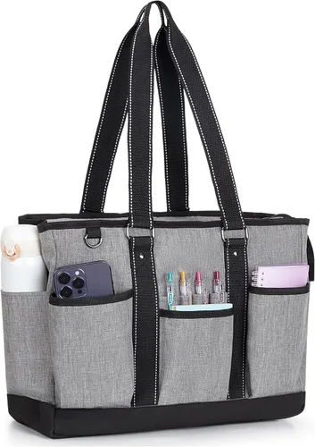 Miniatura 9 de Damero Bolsa de mano para profesores con funda acolchada para laptop, bolsa de trabajo para profesores, bolsa de utilidad para oficina, viajes