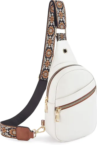 Miniatura 21 de Telena Bolso bandolera para mujer, bolso cruzado para mujer, cangurera de cuero vegano con correa ajustable