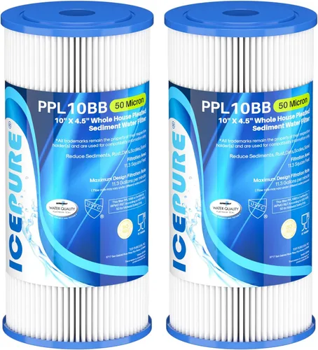 Miniatura 15 de ICEPURE Filtro de agua plisado de sedimento para toda la casa de 5 micrones de 10" x 4.5" de repuesto para GE FXHSC, Culligan R50-BBSA, Pentek