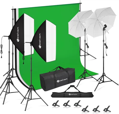 Miniatura 8 de Yesker Telón de fondo Chromakey de 5 x 6.5 pies, pantalla de fondo 2 en 1 verde y azul, telón de fondo plegable para fotografía