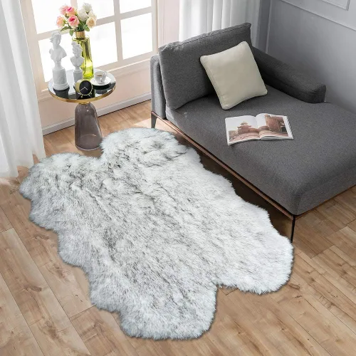 Miniatura 15 de Carvapet Funda de Silla de Piel de Oveja Sintética Suave de Lujo Cojín de Asiento Alfombras de Área de Piel Sintética Suave para Dormitorio, 2 pies